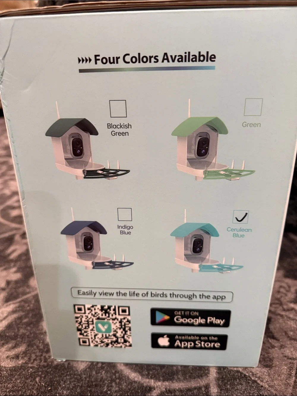 Smart Bird Feeder AI Camera - White & Aqua